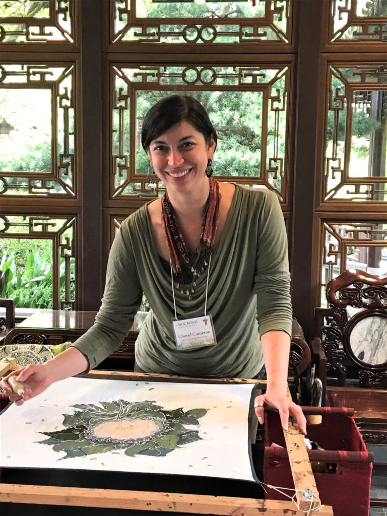 Cheryl Cameron Bledsoe painting on silk